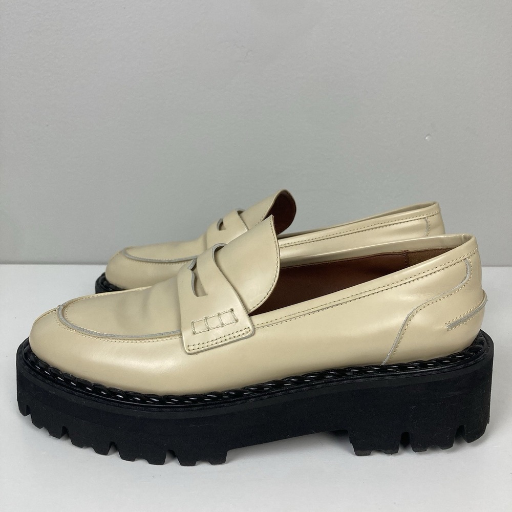 Aquatalia Alexi Ivory Cream Penny Loafer Chunky Lug Sole Platform Preppy sz 8.5 - Picture 4 of 8